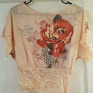 Pink w/Rose Floral Blouse size M